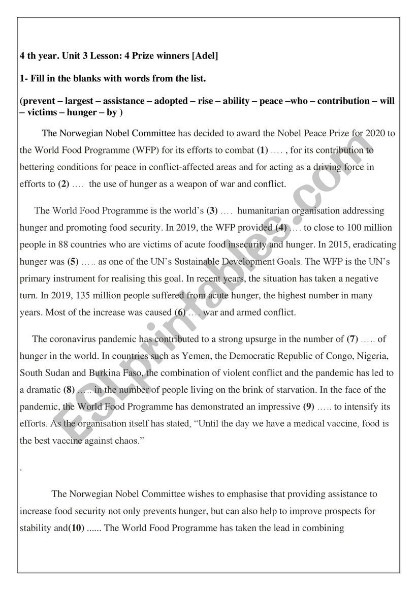 4 th year unit 3 lesson 4 Consolidation task