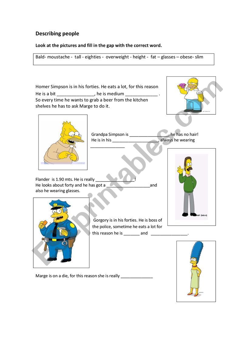 describing people worksheet