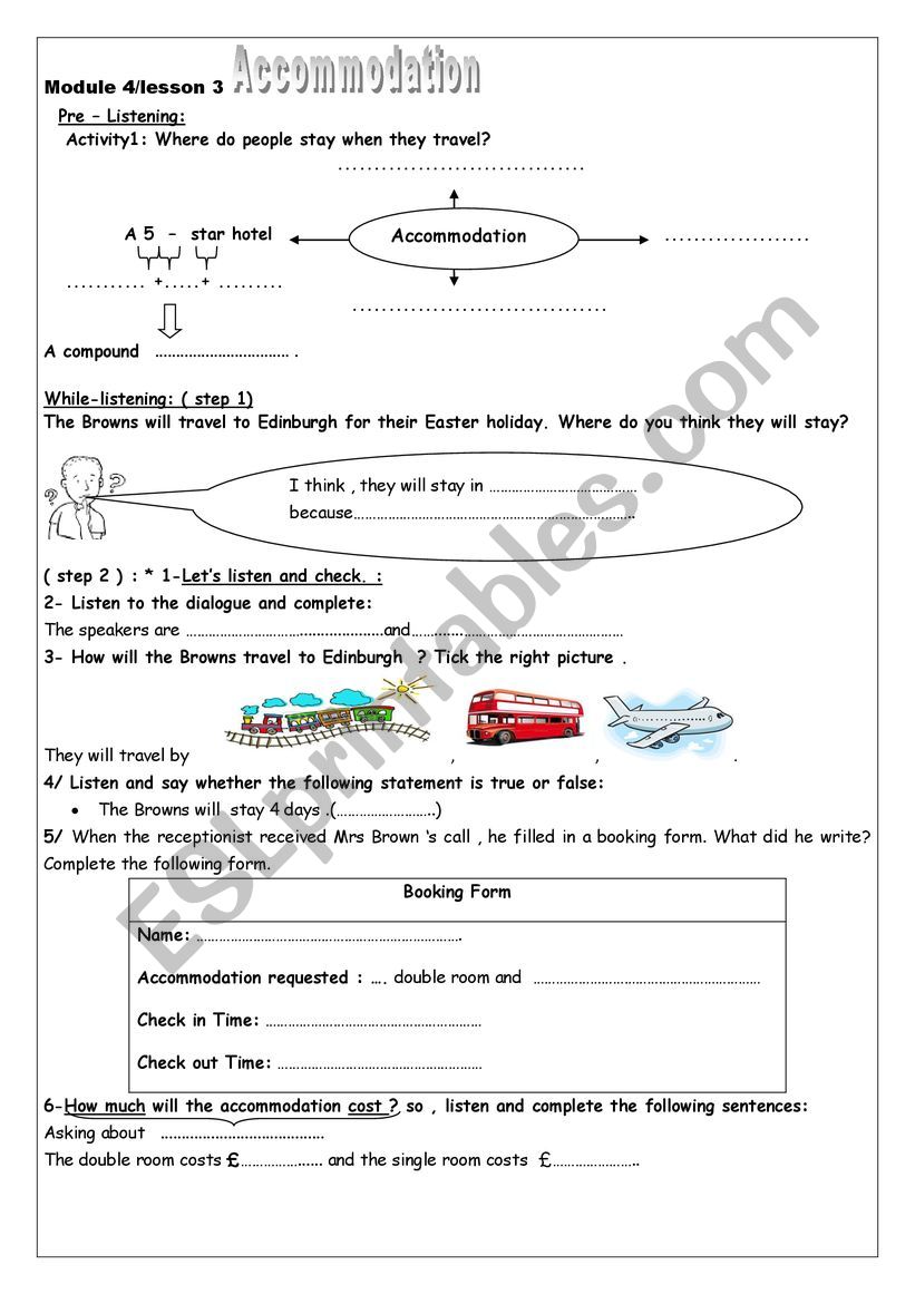 accommodatin worksheet