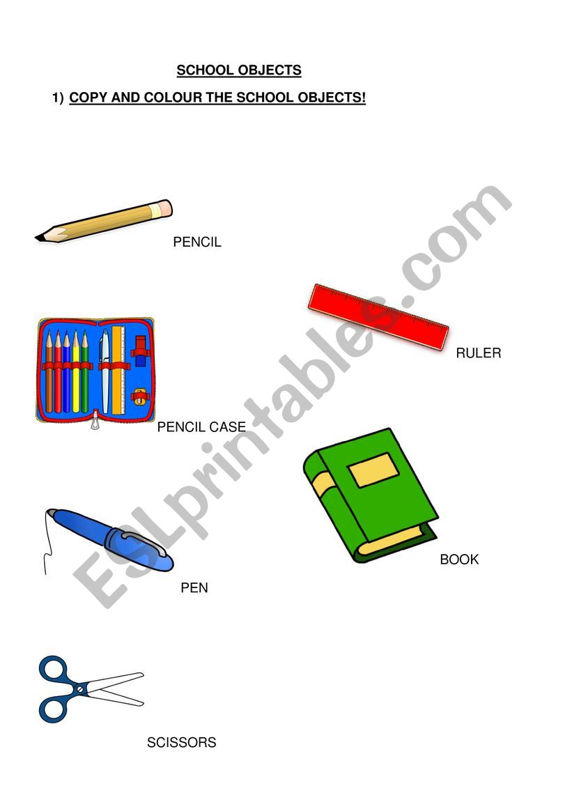 School Objects worksheet