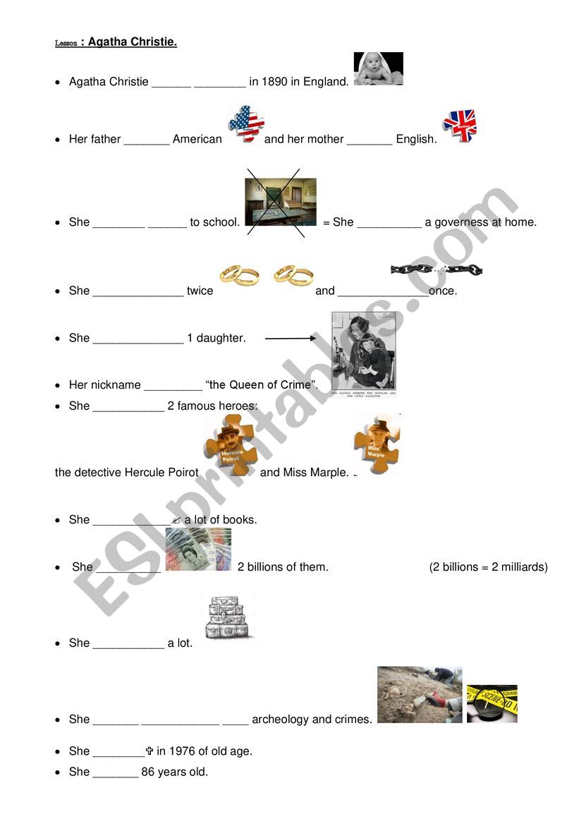 AGATHA CHRISTIES LIFE worksheet