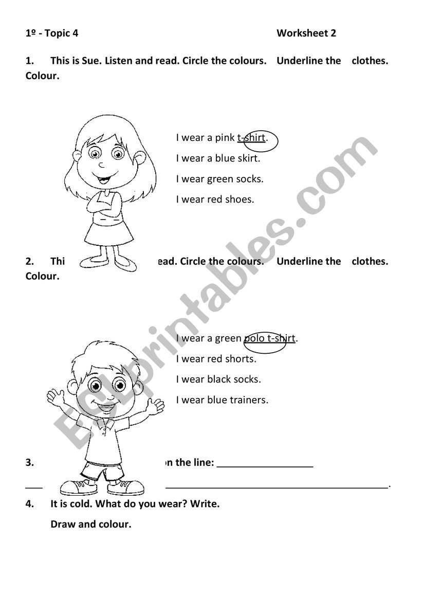 Let�s learn about colours and clothes! Listen to your teacher and read