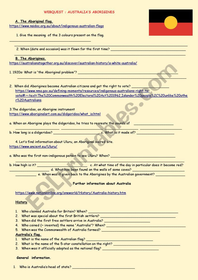 Webquest AustraliaÃ¯Â¿Â½s aborigines