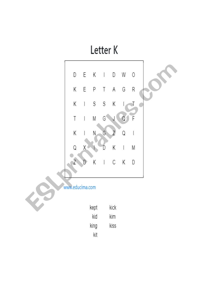 Letter Kk sound worksheet