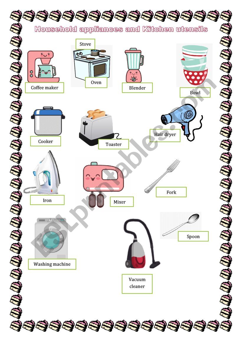 Household appliances and Kitchen utensils