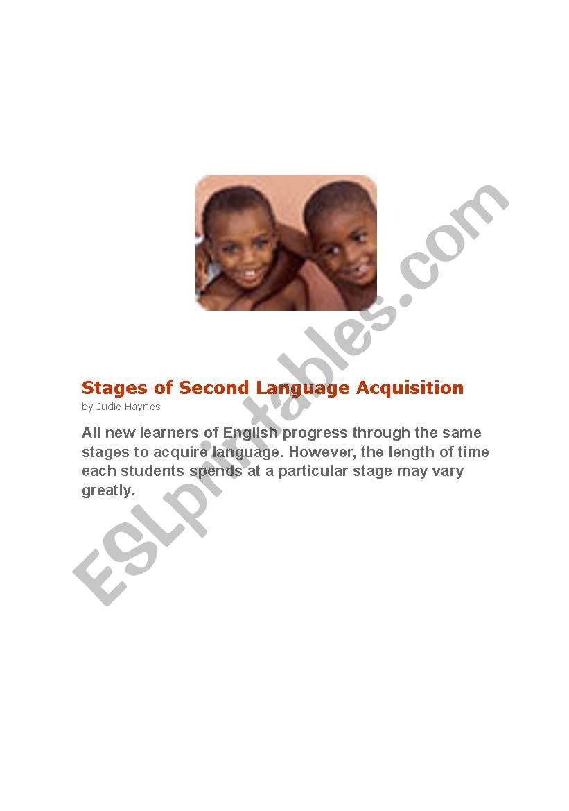 Stages of second language acquisition