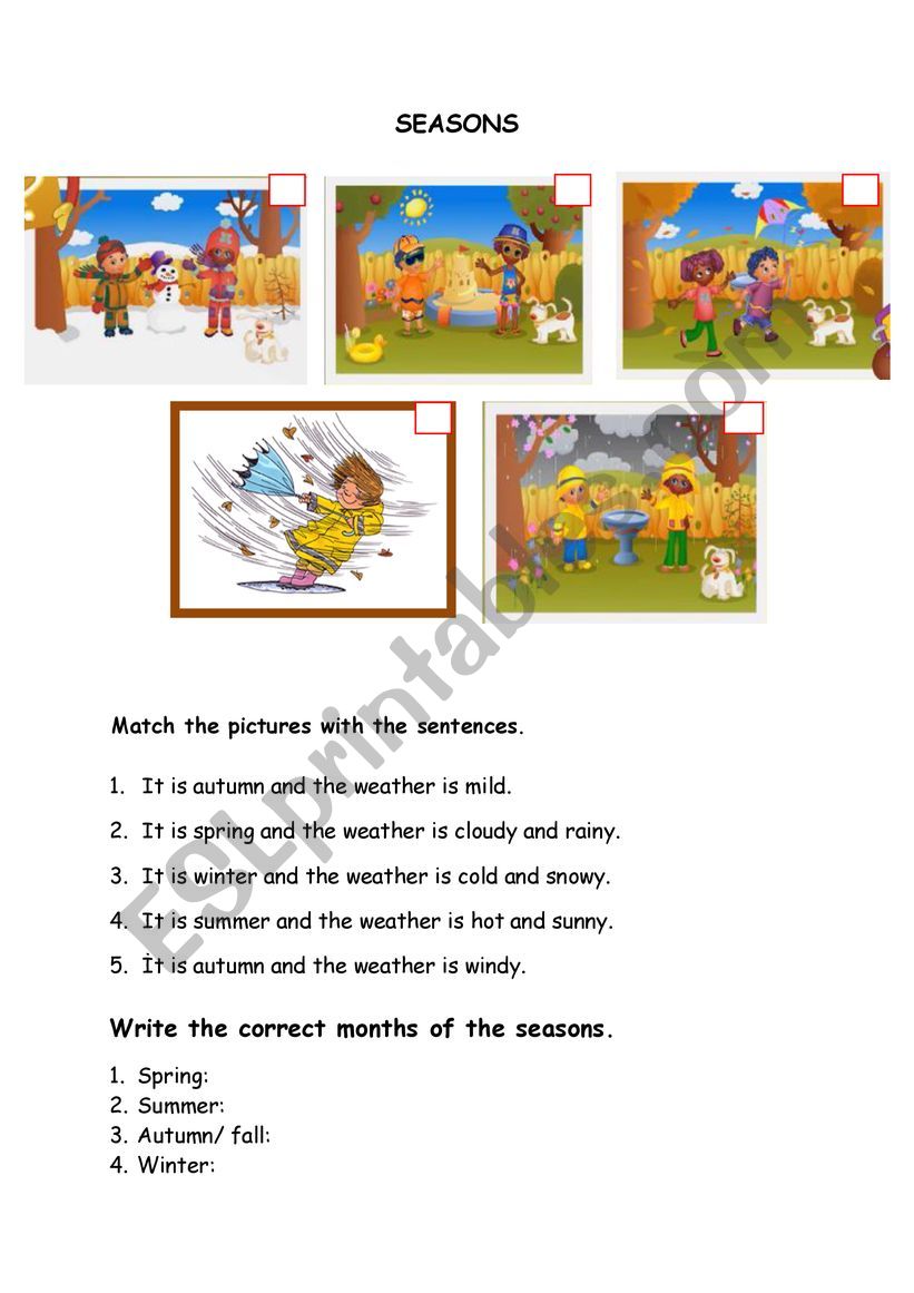 Seasons worksheet