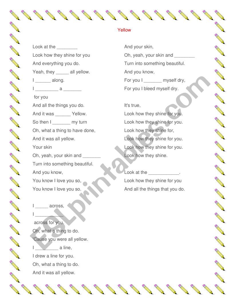 complete the song worksheet