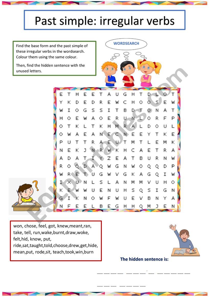 Past simple: Irregular verbs Wordsearch