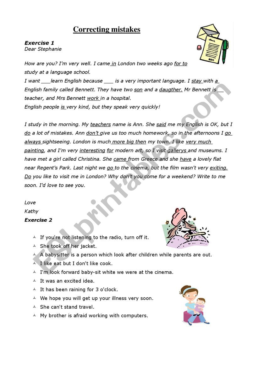 CORRECTING MISTAKES worksheet