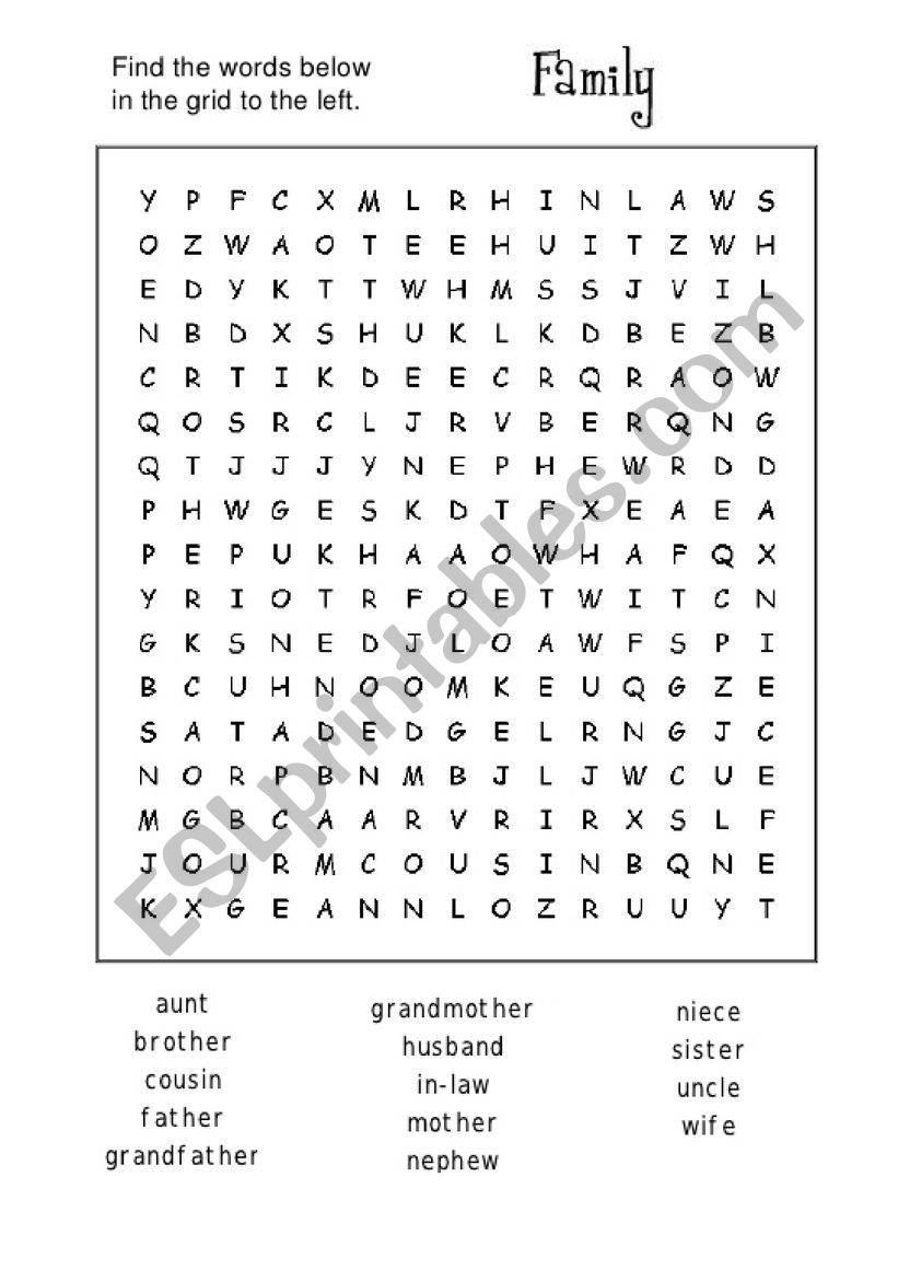 Family worksheet