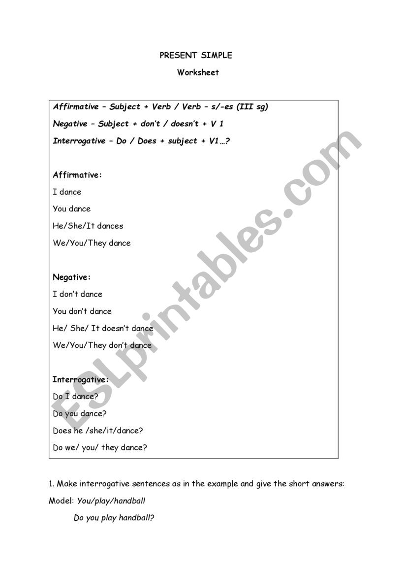 present simple worksheet