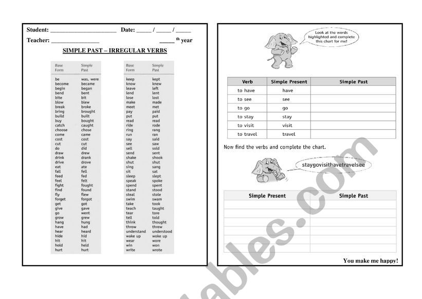 Irregular Verbs worksheet