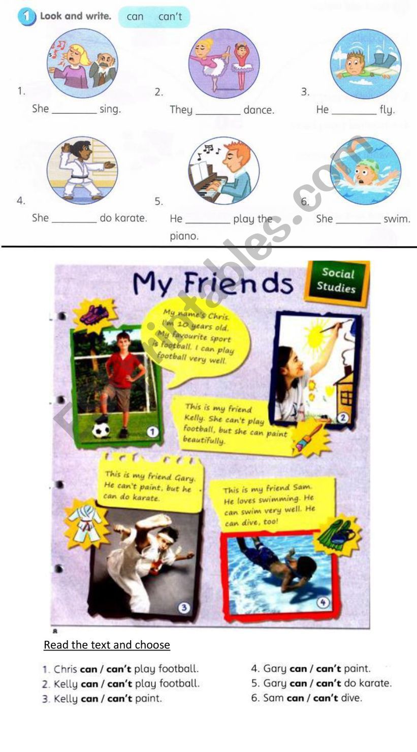 What can my friends do worksheet