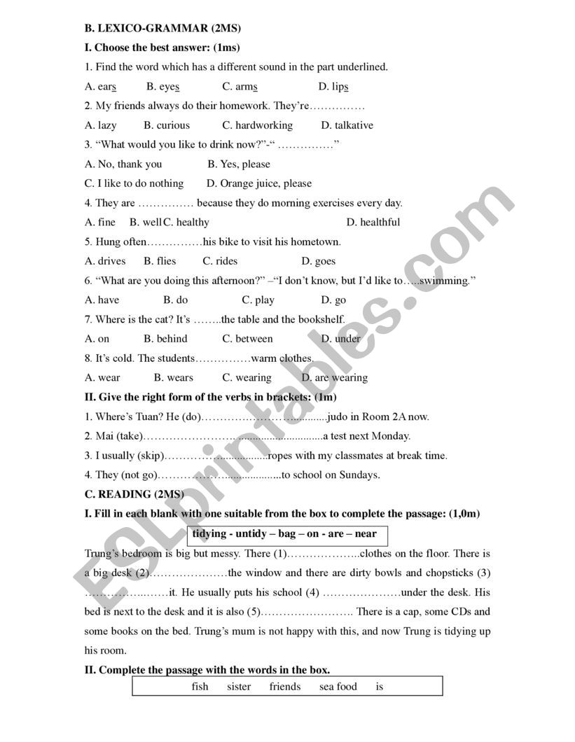 grammar worksheet worksheet