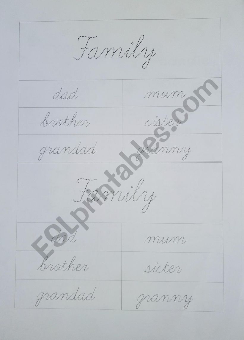 Family worksheet