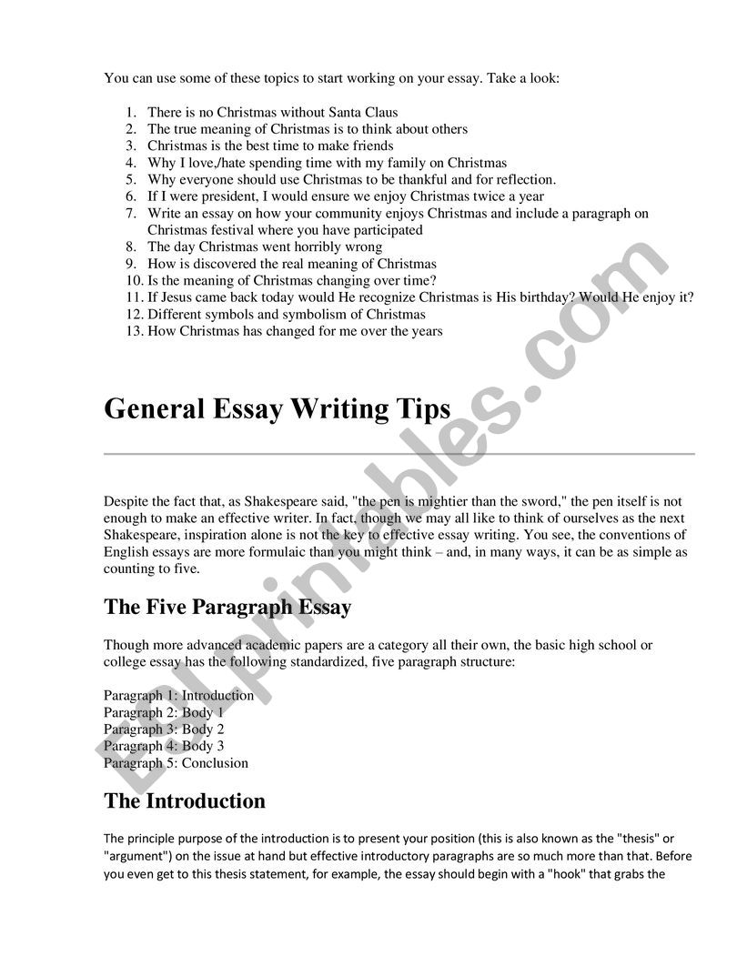 how to write an essay esl students