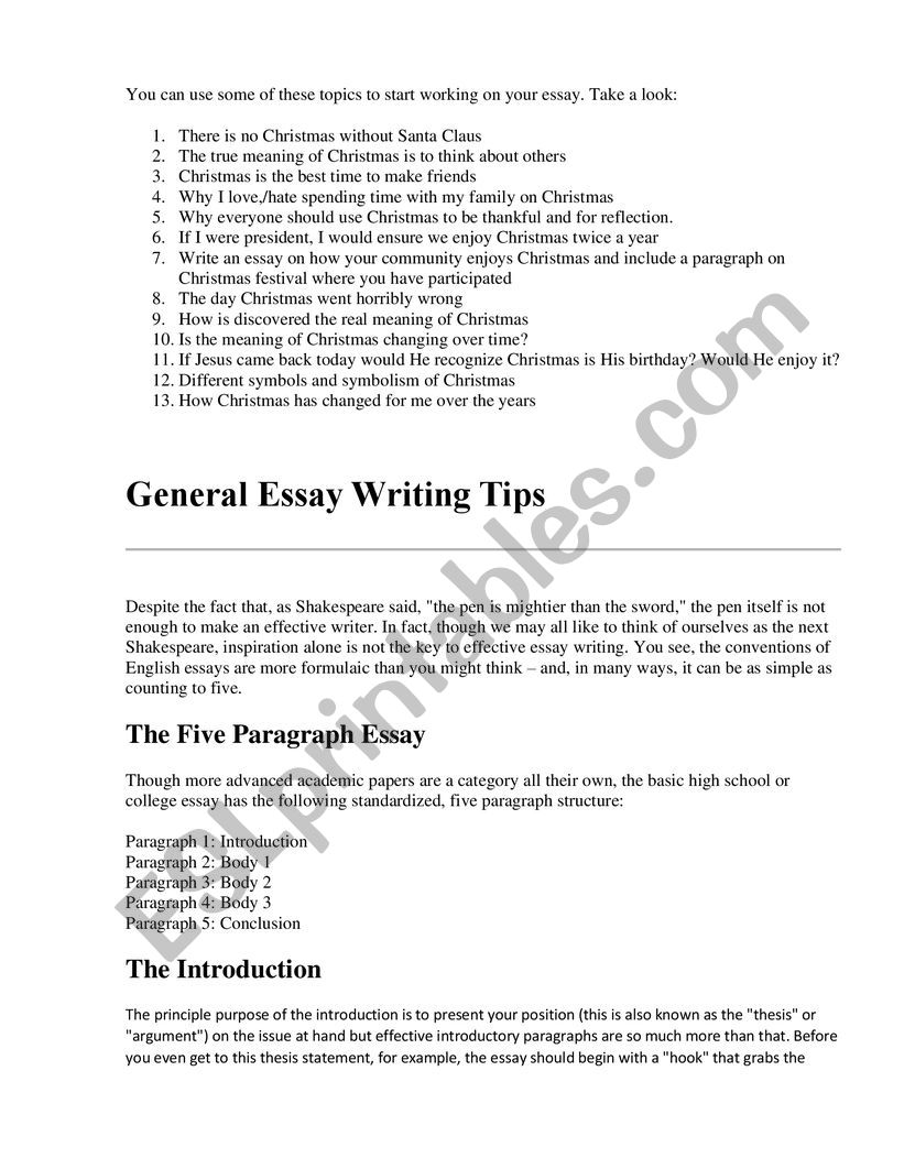 How to write an essay worksheet