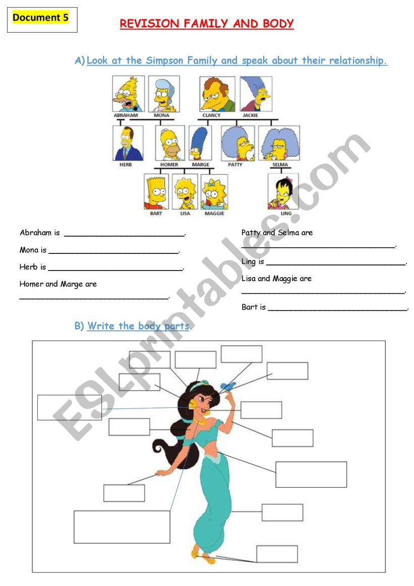 REVISION ABOUT FAMILY AND BODY PARTS 