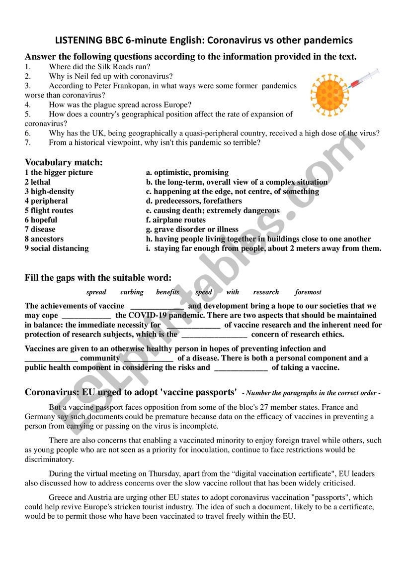 BBC 6-minute English CORONAVIRUS VERSUS other pandemics