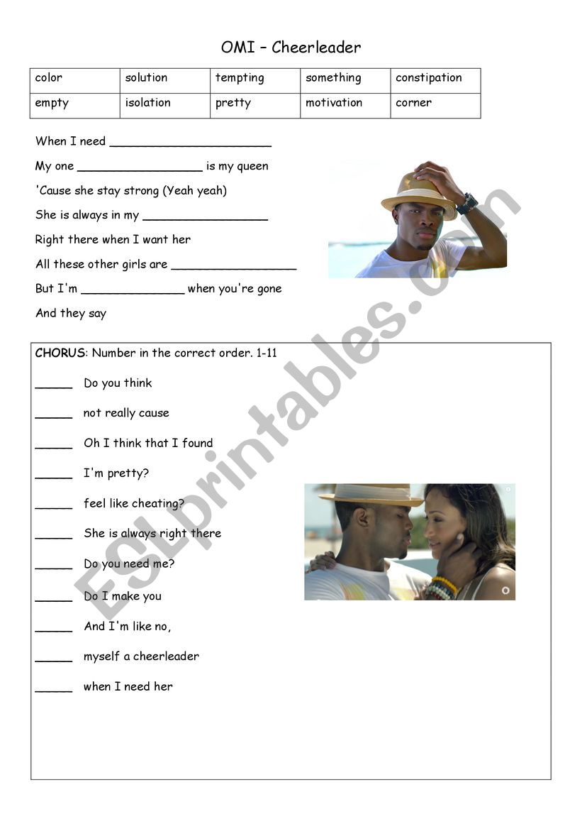 cheerleader worksheet