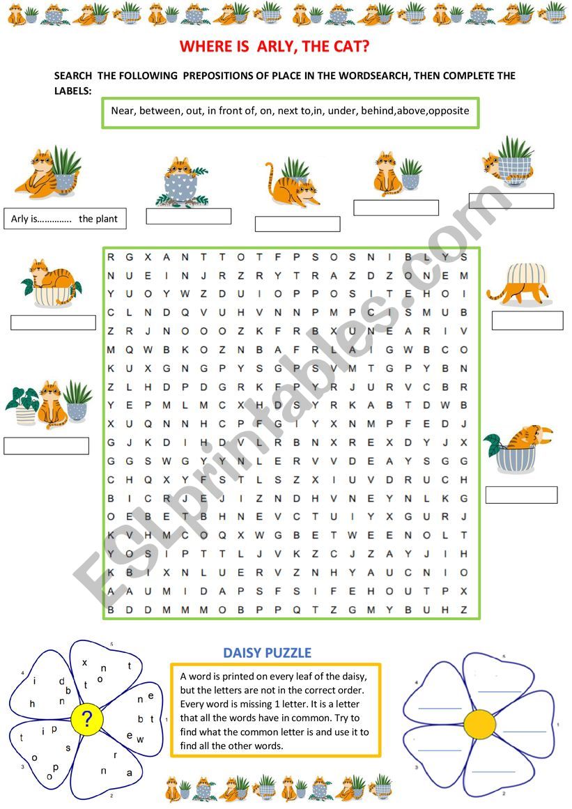 PREPOSITIONS OF PLACE worksheet