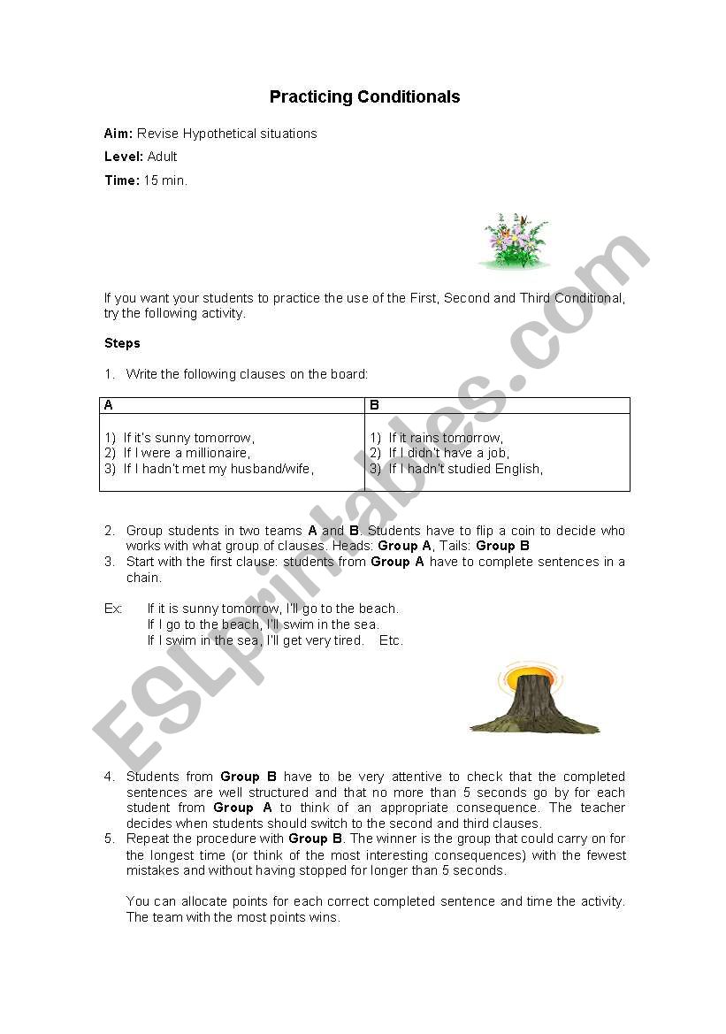 Practicing Conditionals Adult worksheet