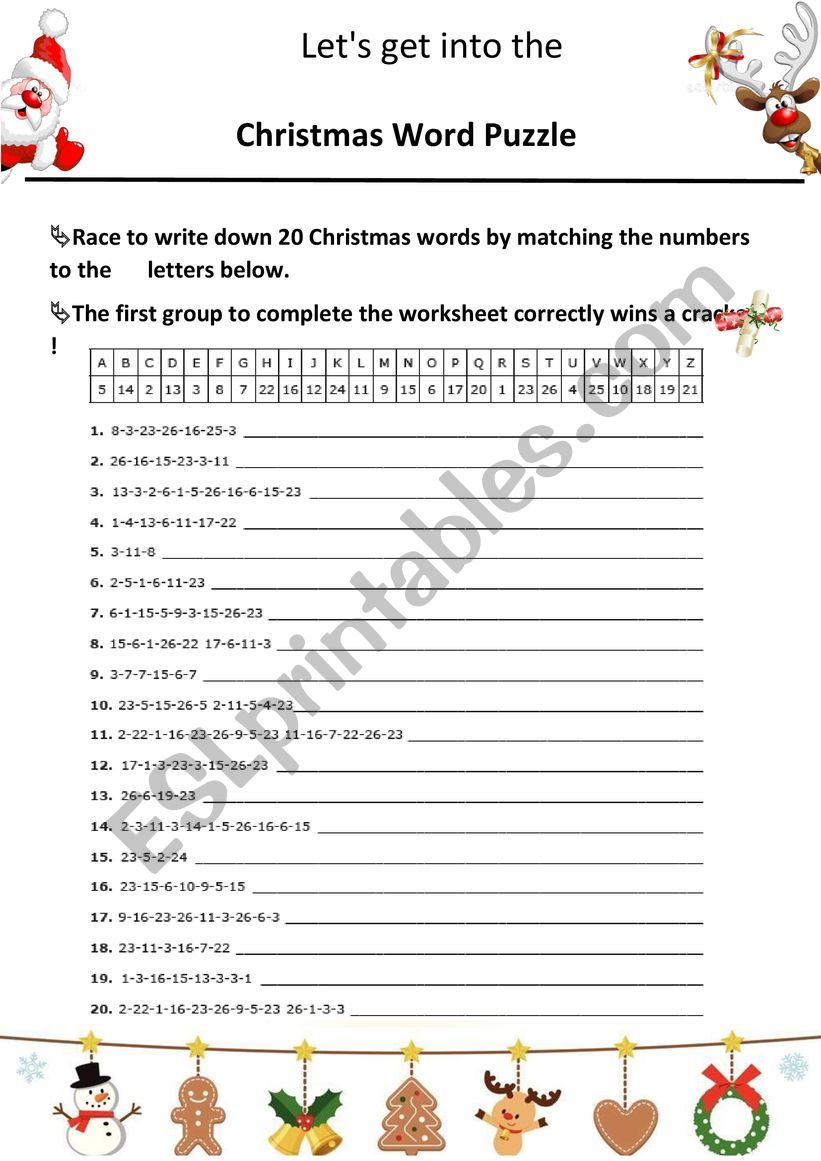 Christmas puzzle worksheet