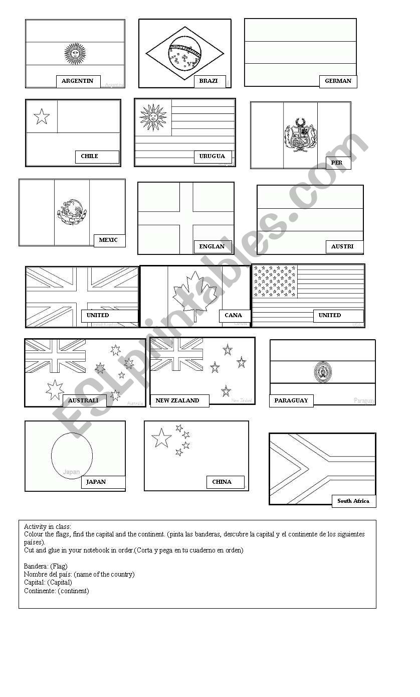 flags of the world worksheet