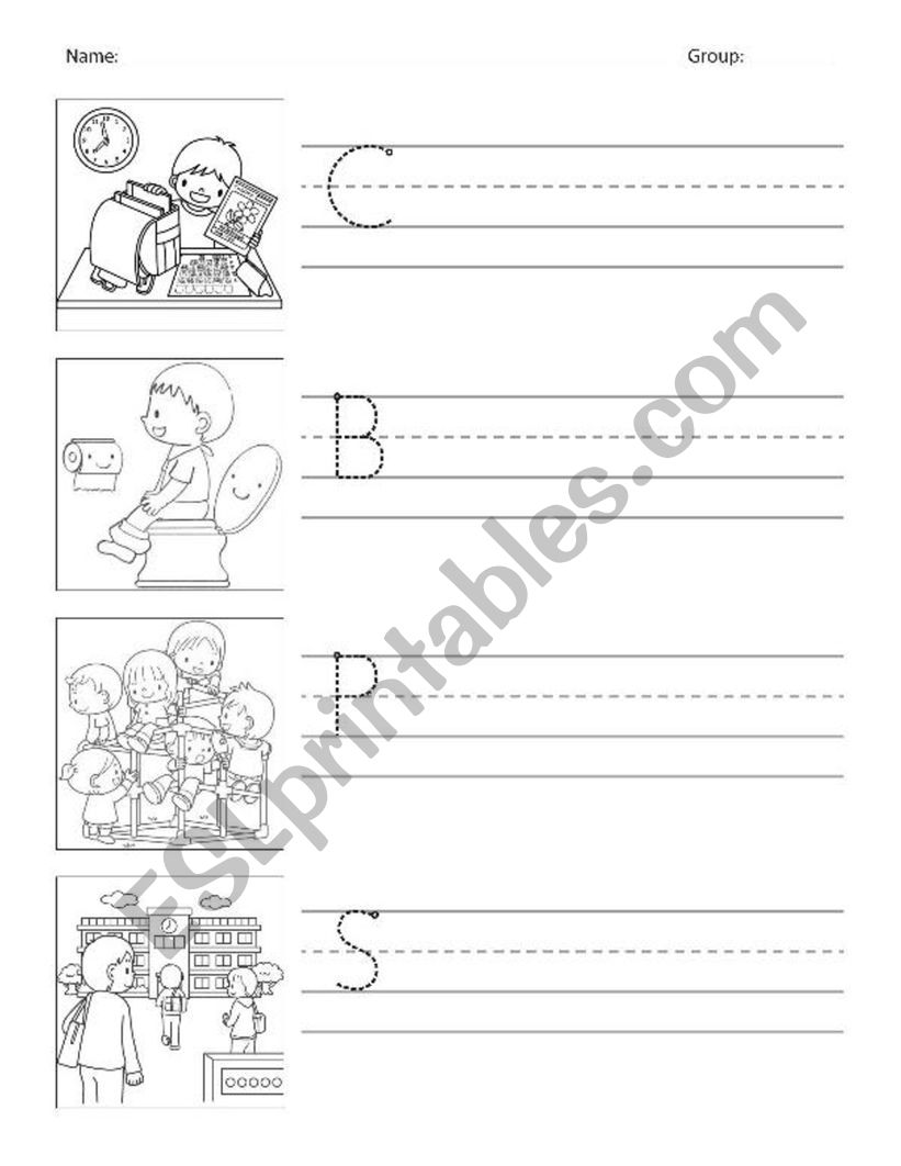 Places in the school worksheet