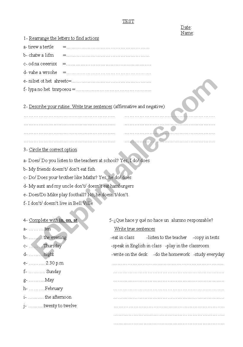 SIMPLE PRESENT worksheet