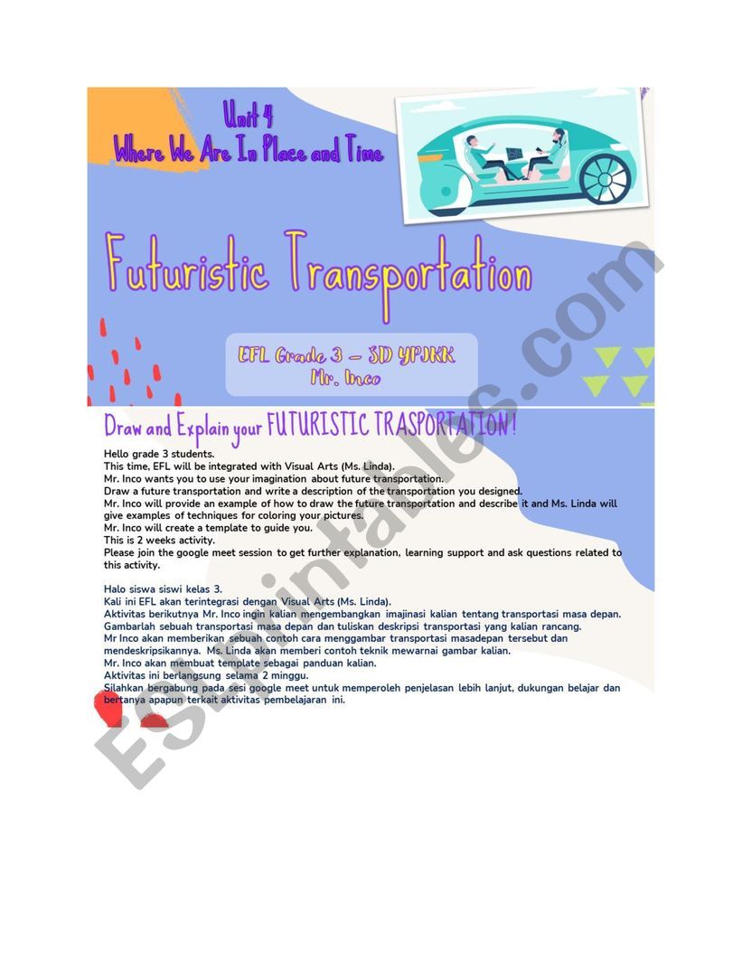 Futuristic transportation worksheet
