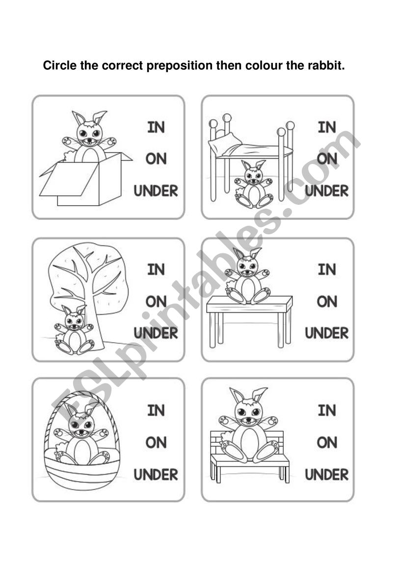 preposition of place worksheet