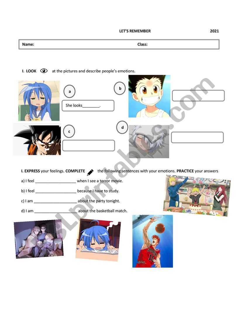 Feelings and Emotions With anime characters