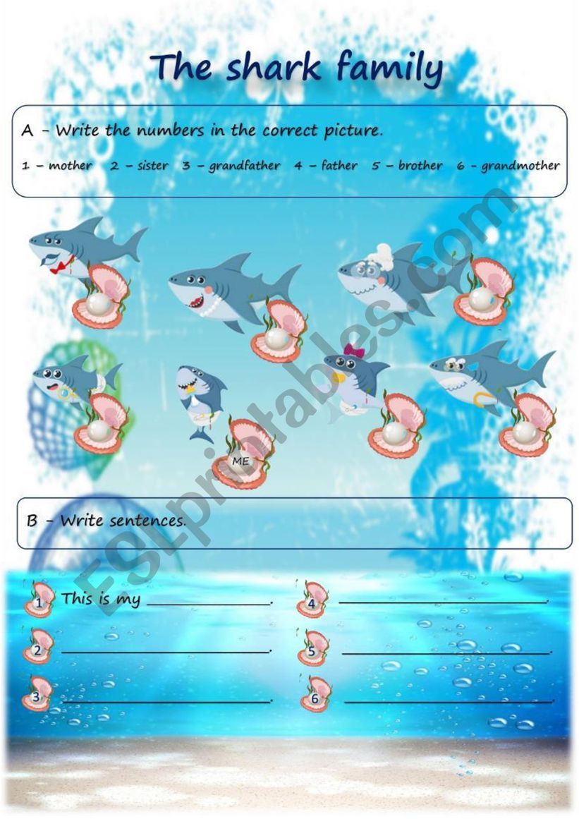 Shark family worksheet