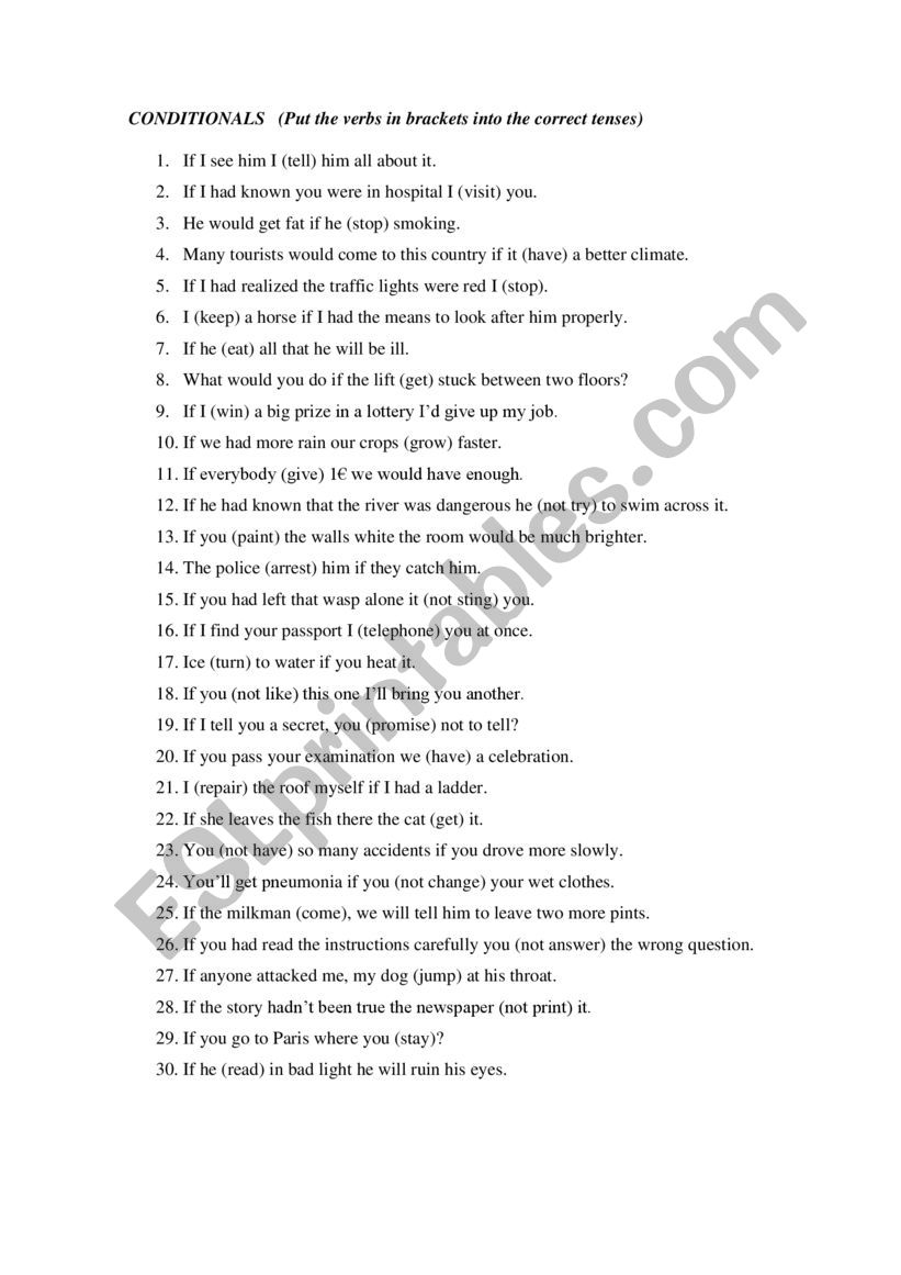 Conditional  worksheet