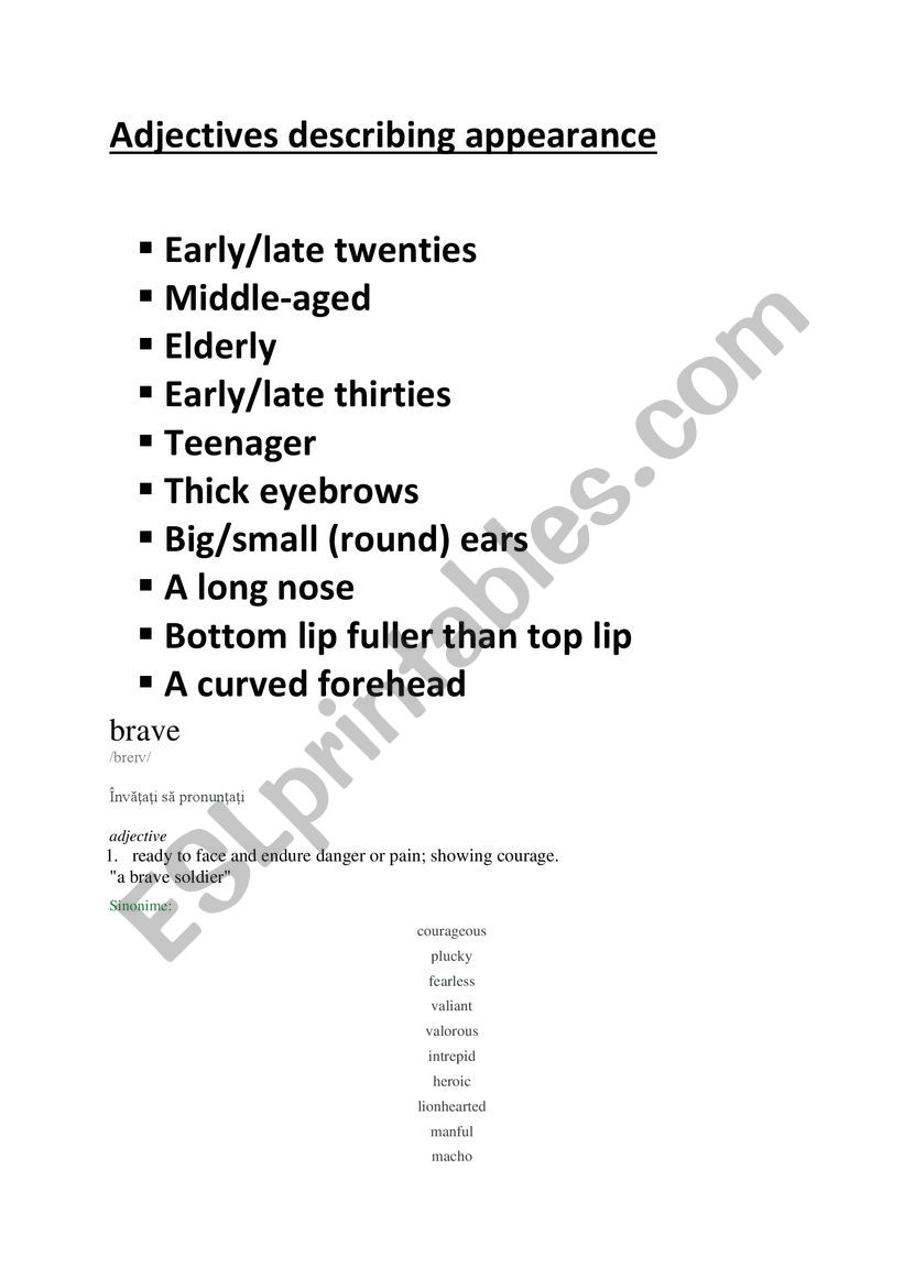 Adjectives describing appearance