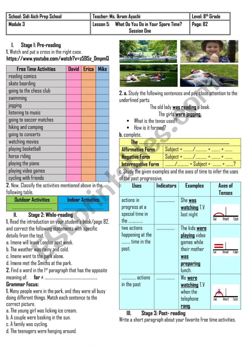 8th Grade Module 3 Lesson n° 5 What Do You Do in Your Spare Time