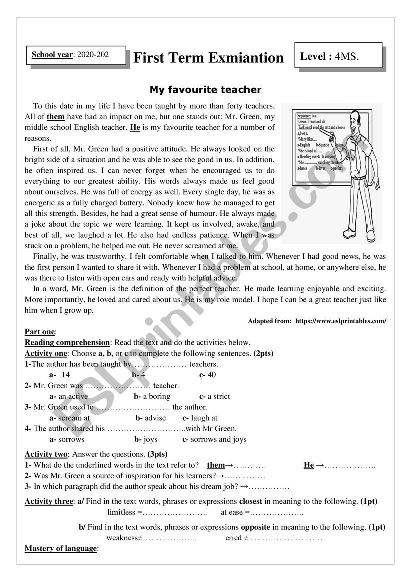 4ms examination worksheet