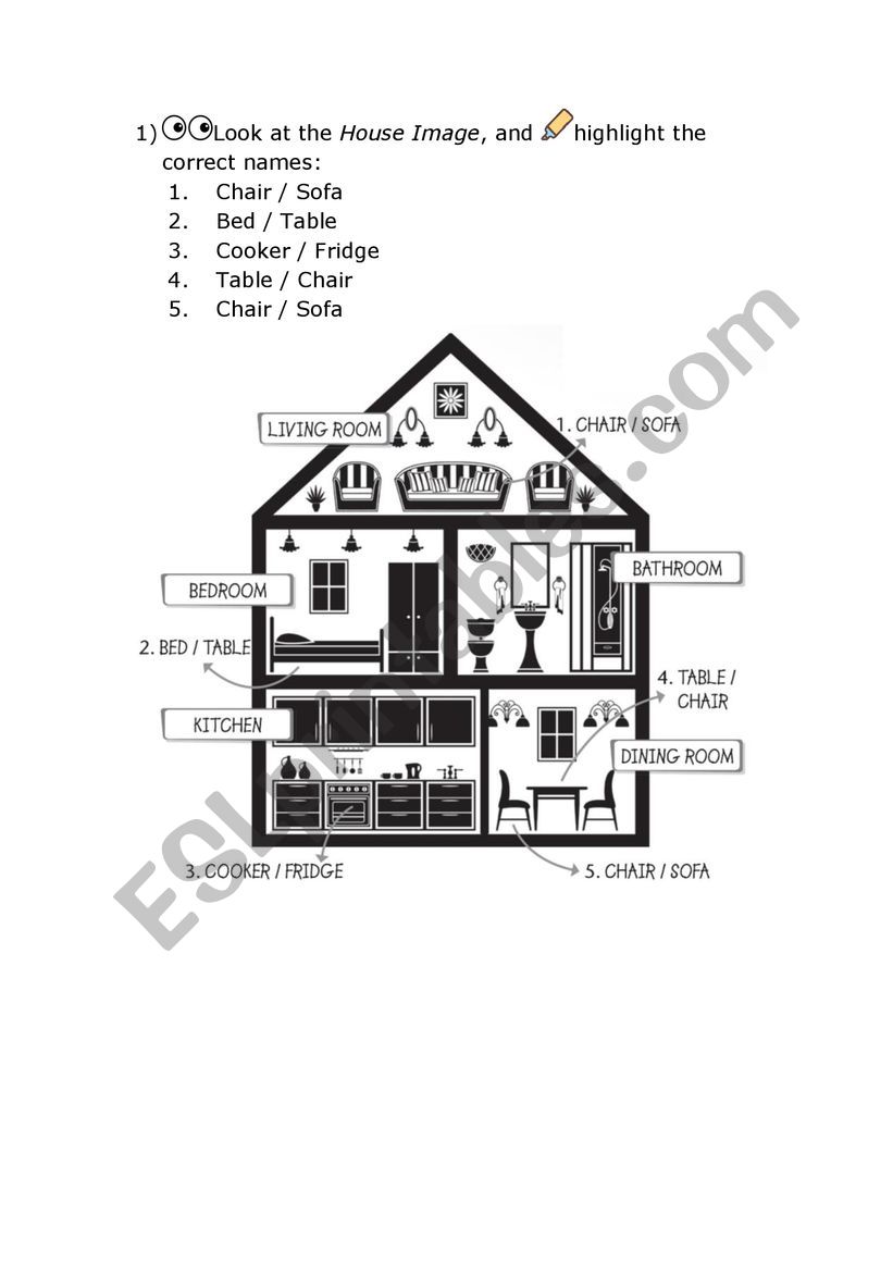 House Furniture worksheet