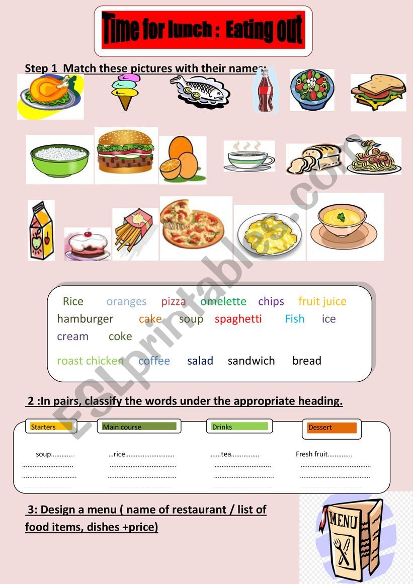 time for lunch eating out - ESL worksheet by joliali