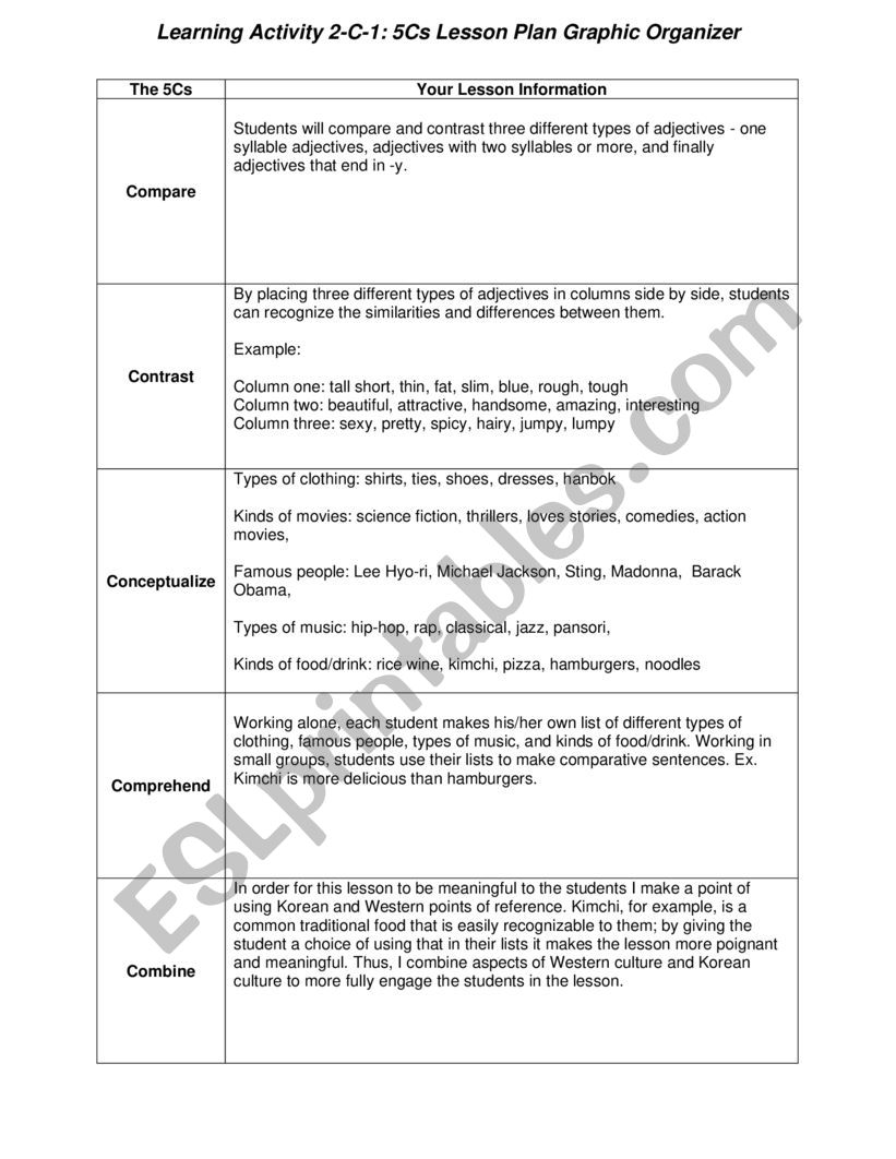 Comparative adjectives lesson plan 