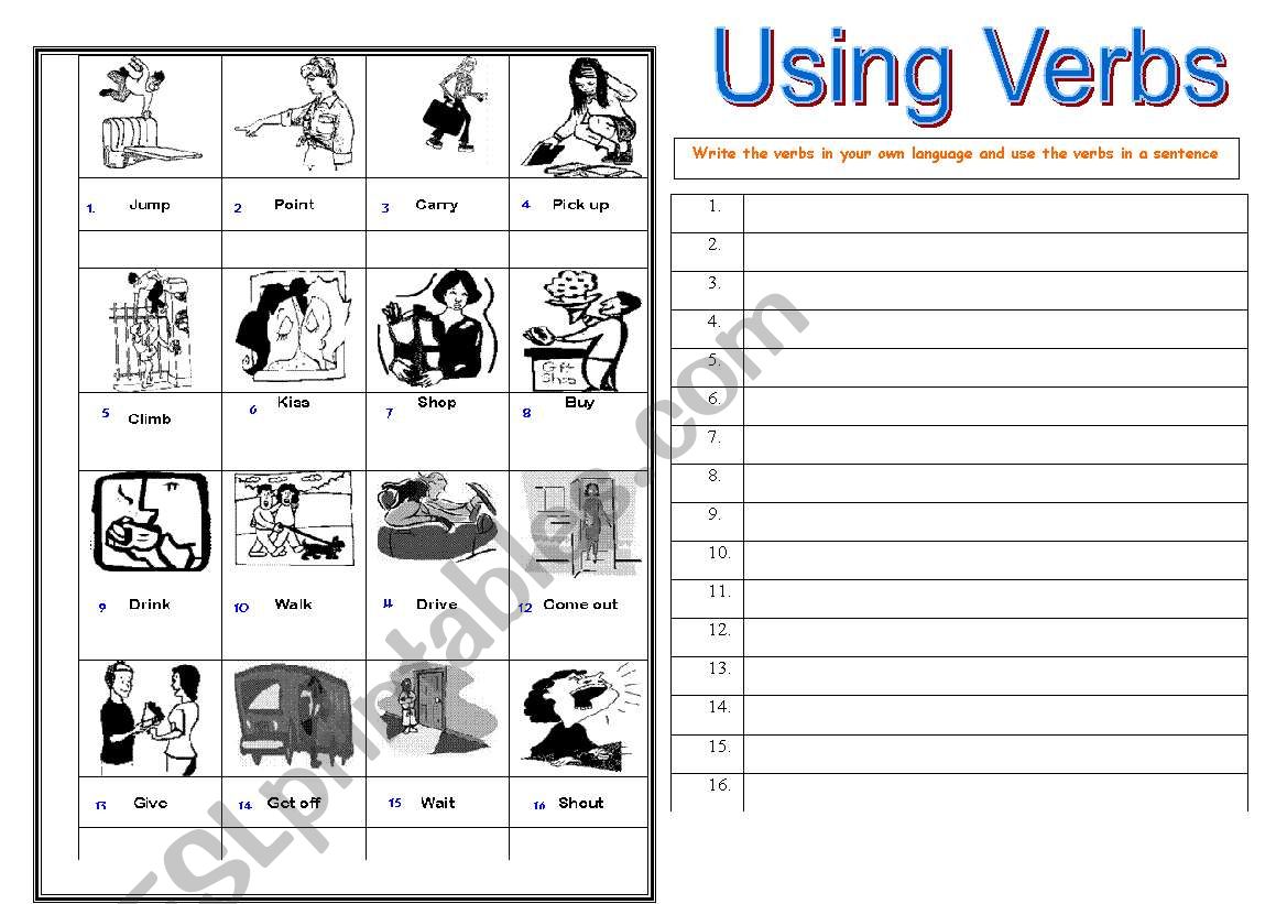 using-verbs-esl-worksheet-by-gumby