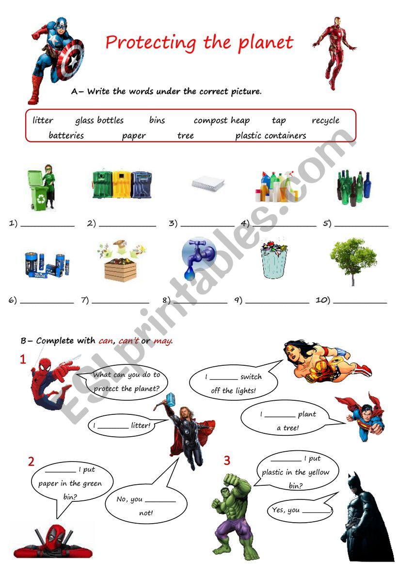 Protecting the planet worksheet