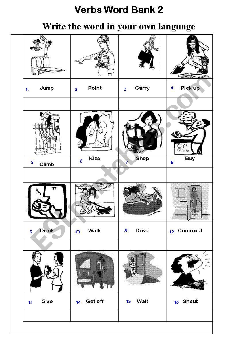 Verbs Word Bank 2  worksheet