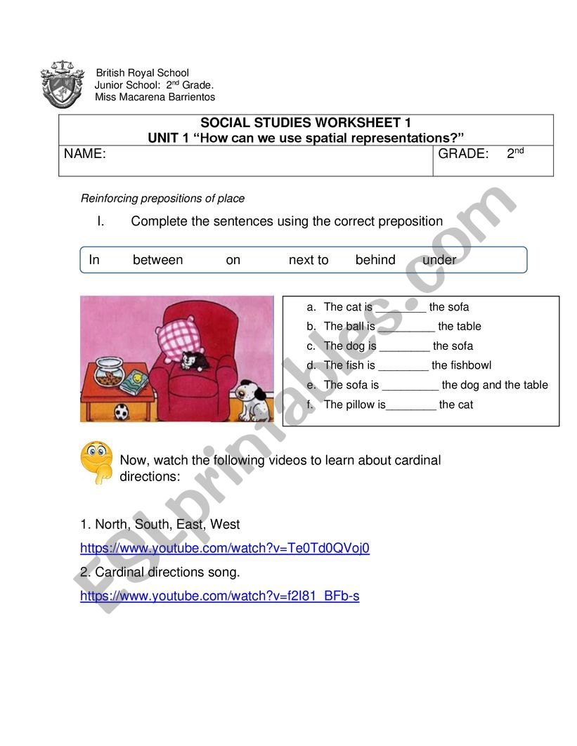 cardinal points worksheet