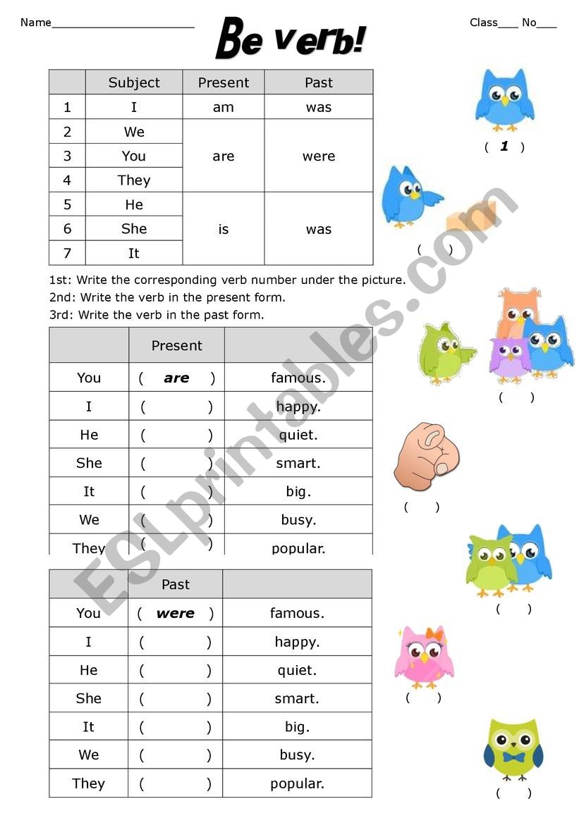 Be verb, Pronouns worksheet