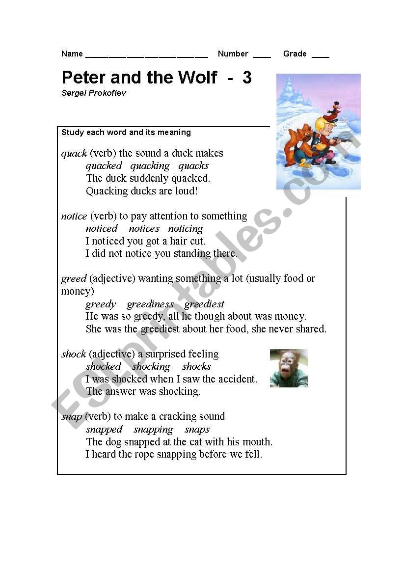 Peter and the Wolf Part - 3 worksheet