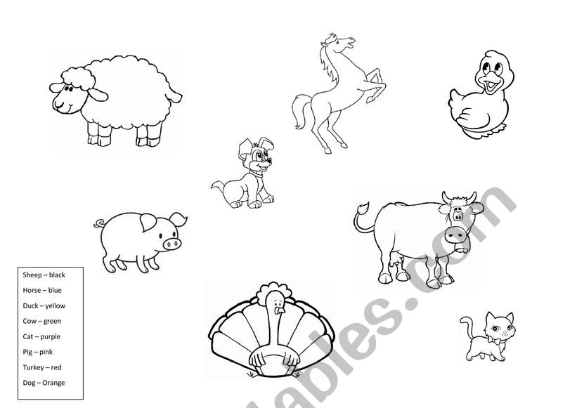 Colour in farm animals  worksheet