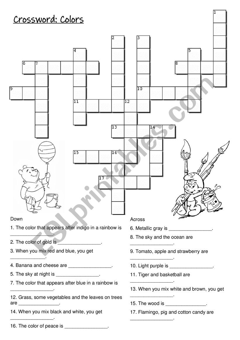 Colors Crossword Puzzle worksheet